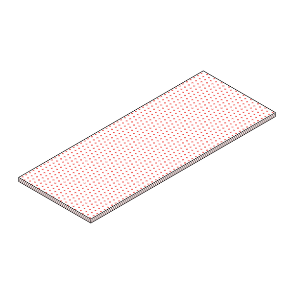 Metal benchtop with red grid