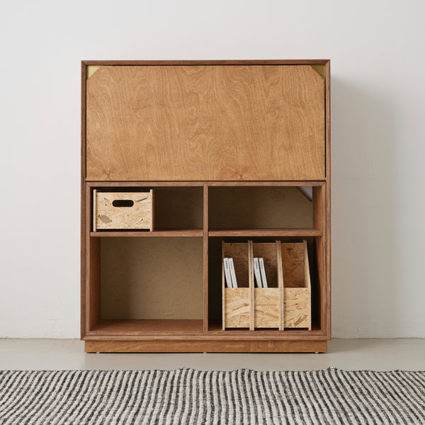 Front View Plywood Fold Out Desk Cabinet