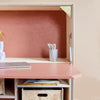 Interior View of Plywood Fold Out Storage Desk in Blush