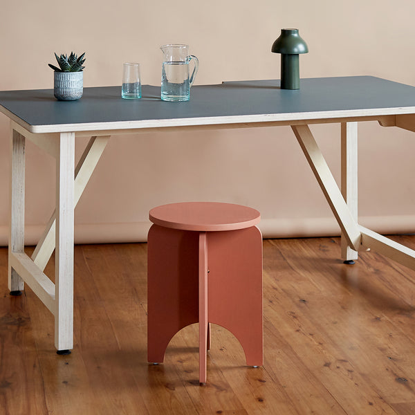 Blush Plywood Stool With A Round Seat