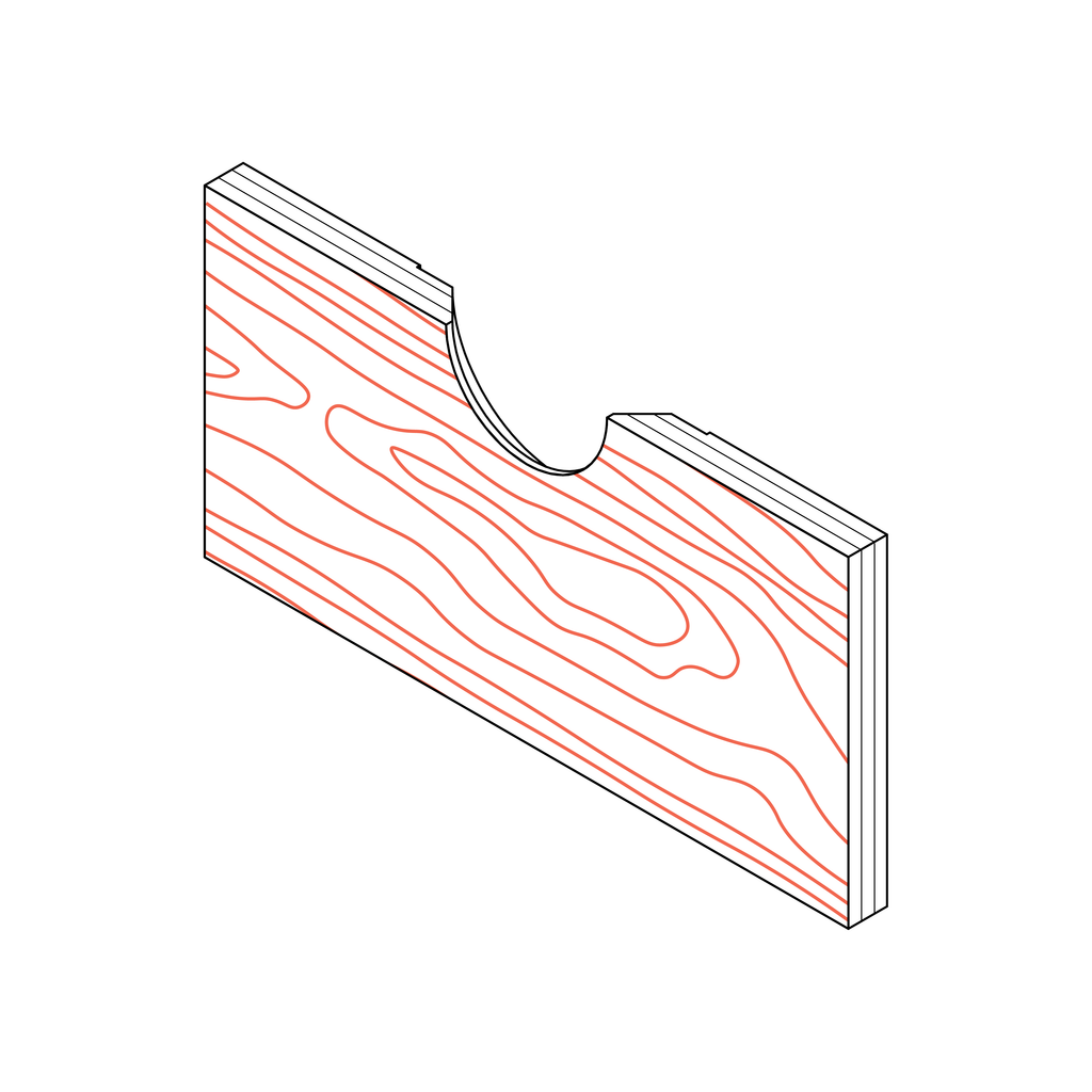 Veneer on Ply drawer front with a half-moon cut-out