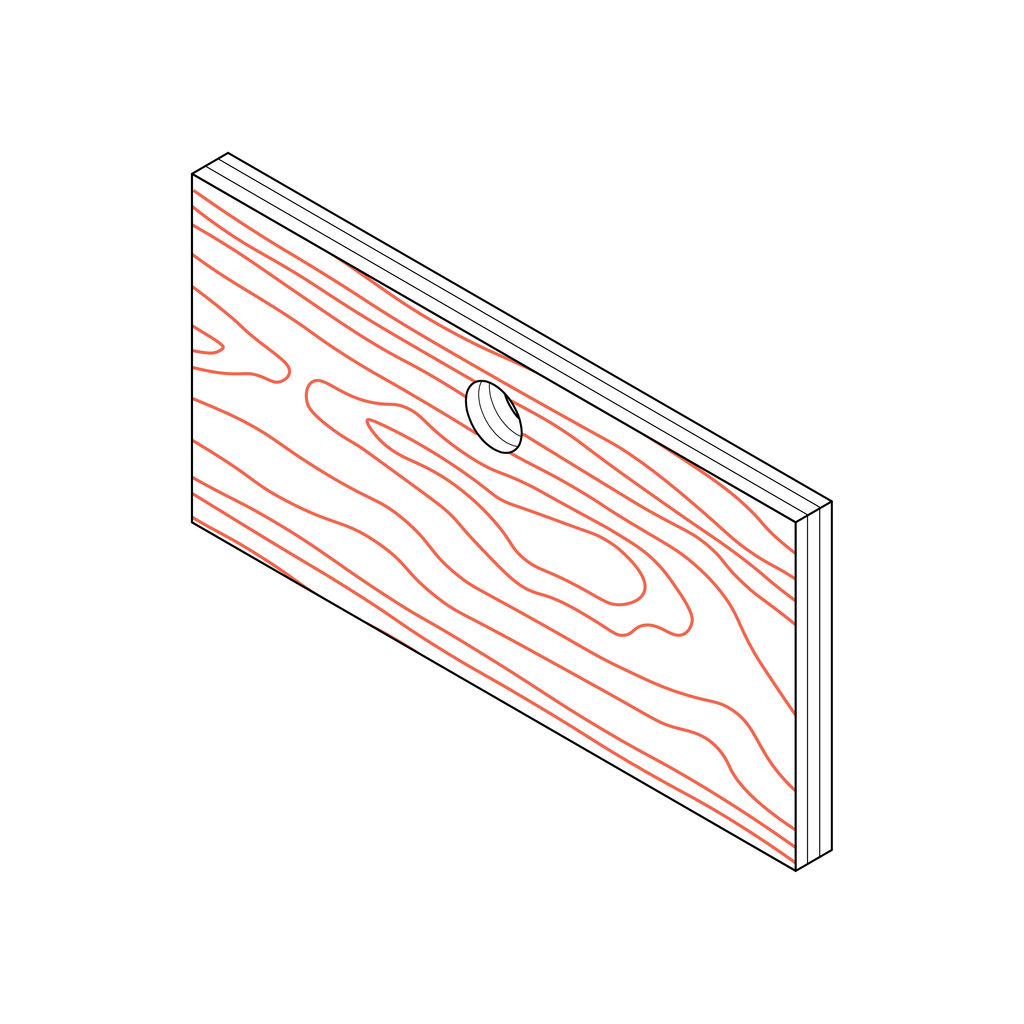 Veneer on Ply drawer front with a hole handle