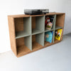 Left Side View Plywood Vinyl Storage in Olive Division in Cognac Outer Color
