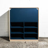Plain Front View of Plywood Fold Out Storage Desk in Navy Blue