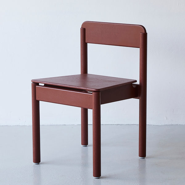 Brown oak plywood timber plonk dining chair