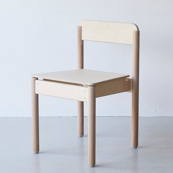 Natural oak plywood timber plonk dining chair