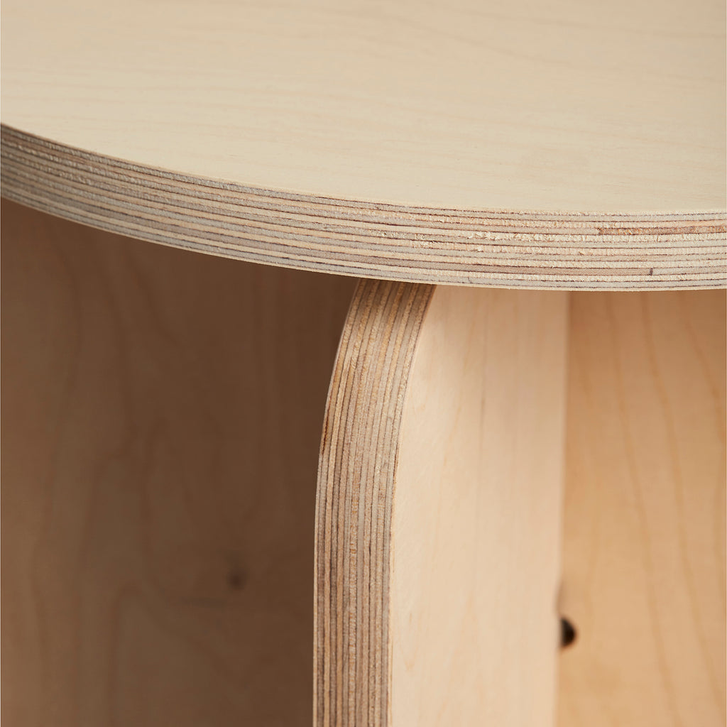 Close up View of the Seat and Stand of a Natural Coloured Birch Plywood Stool