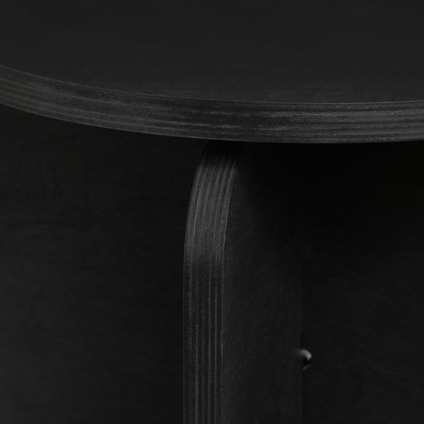 Close-up of black billi plywood stool