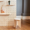 Natural Coloured Birch Plywood Stool with a Plywood Pegboard