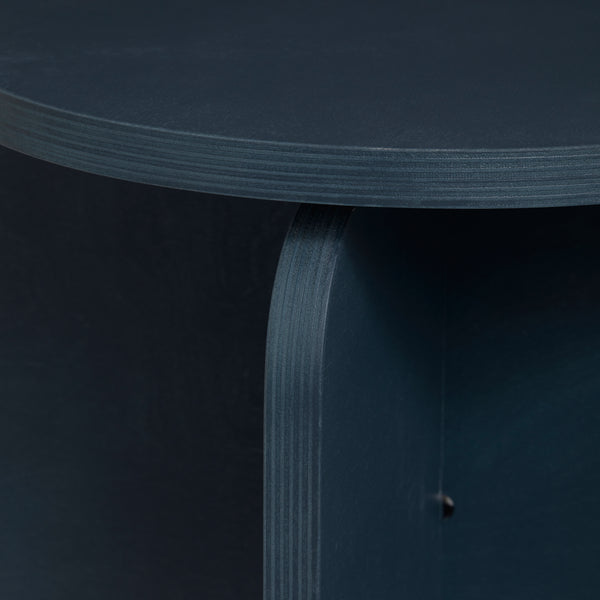 Close-up of navy billi plywood stool