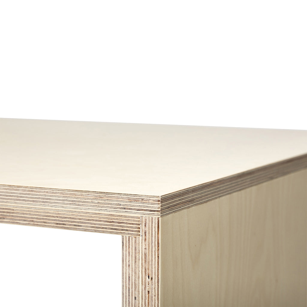 Cut-out Edge Detail View of Plywood Todd Desk in Natural Color